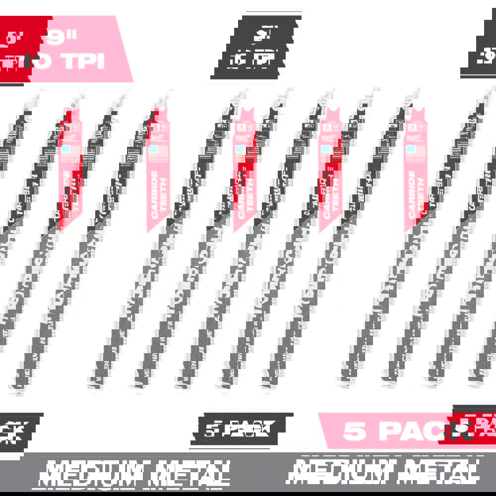 Reciprocating Saw Blades; Blade Material: Carbide ; Blade Length (Inch): 9 ; Blade Width (Inch): 1 ; Teeth Per Inch: 10 ; Blade Thickness (Decimal Inch): 0.0500 ; Profile Shape: Straight